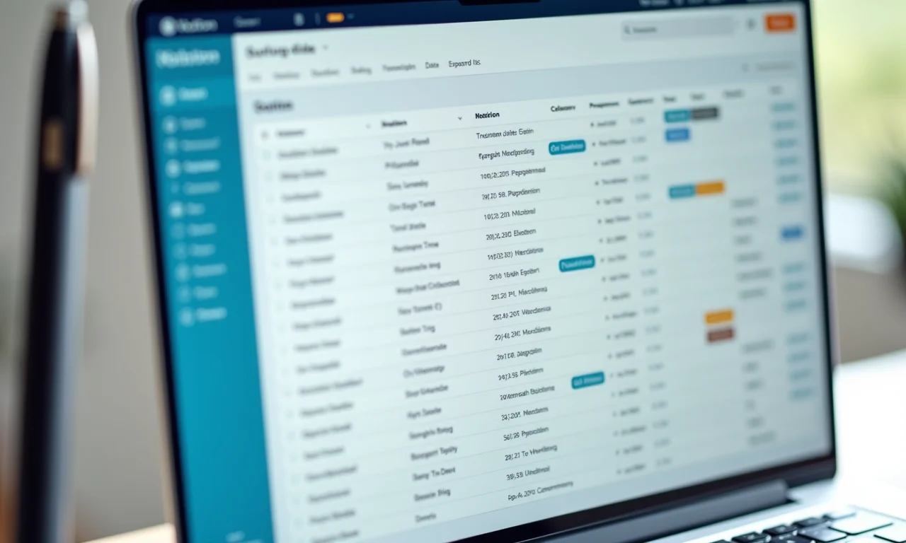 Tabela organizada no Notion com dados e categorias claras.