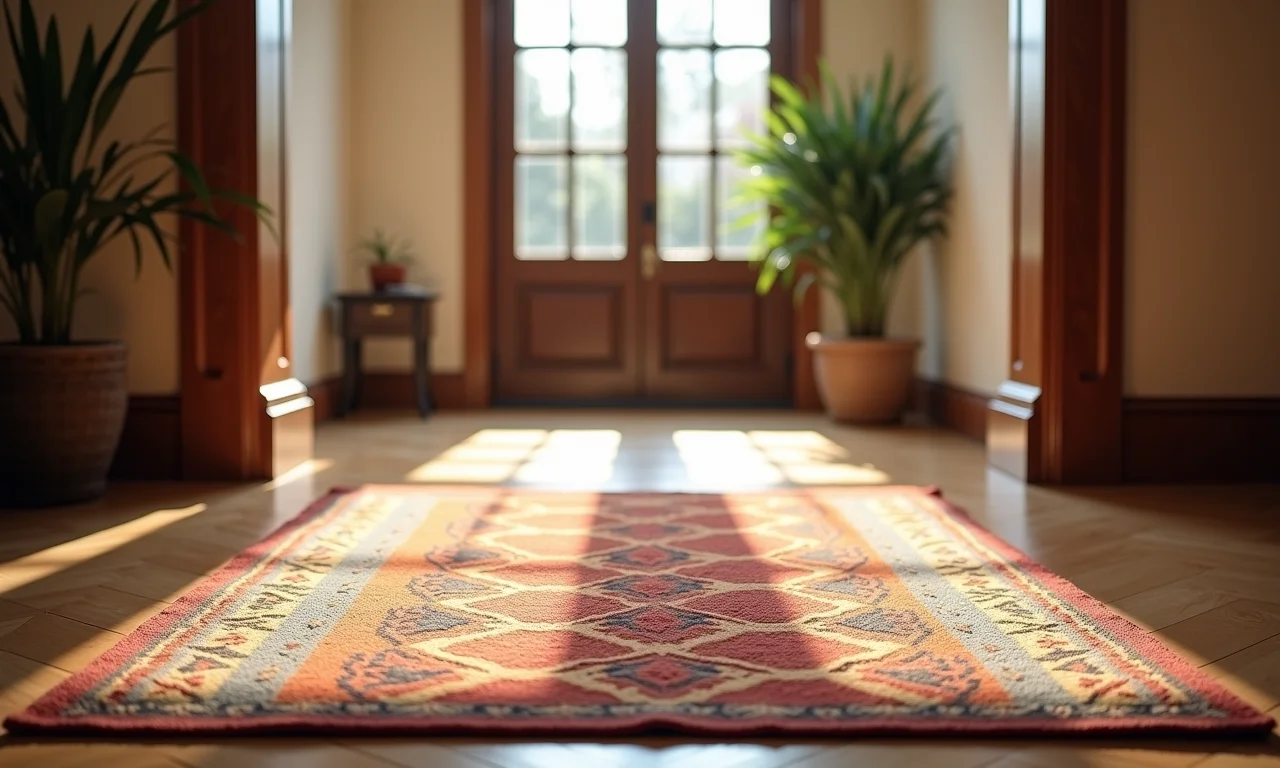Tapete aconchegante no hall de entrada, convidando a entrar.