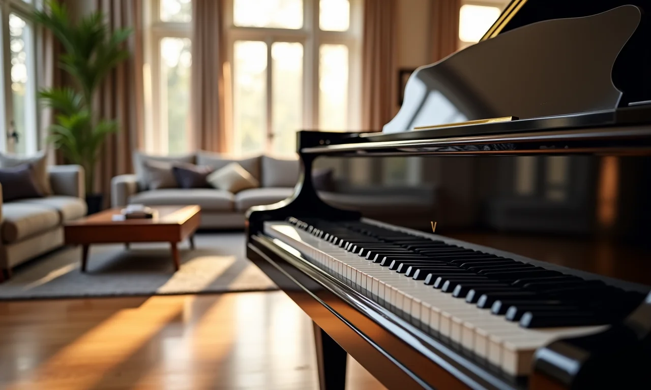 Teclado e piano adicionando elegância e sofisticação ao ambiente.