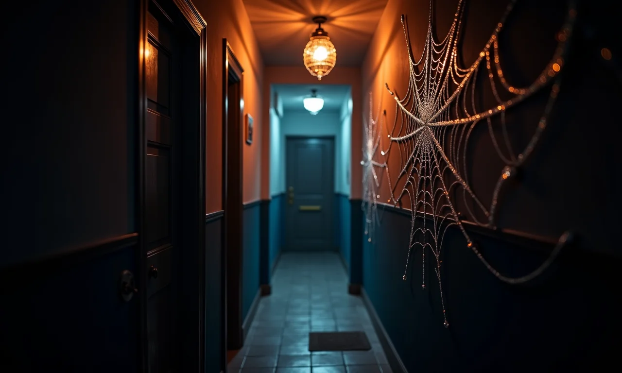 Teias de aranha com glitter para um brilho assustador na decoração de Halloween.