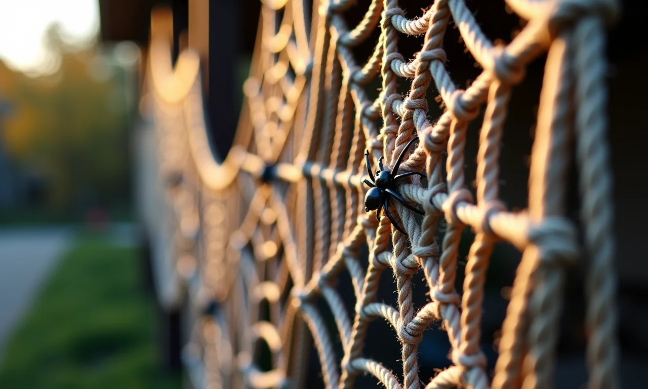 Teias de aranha duráveis feitas de corda para decoração externa.