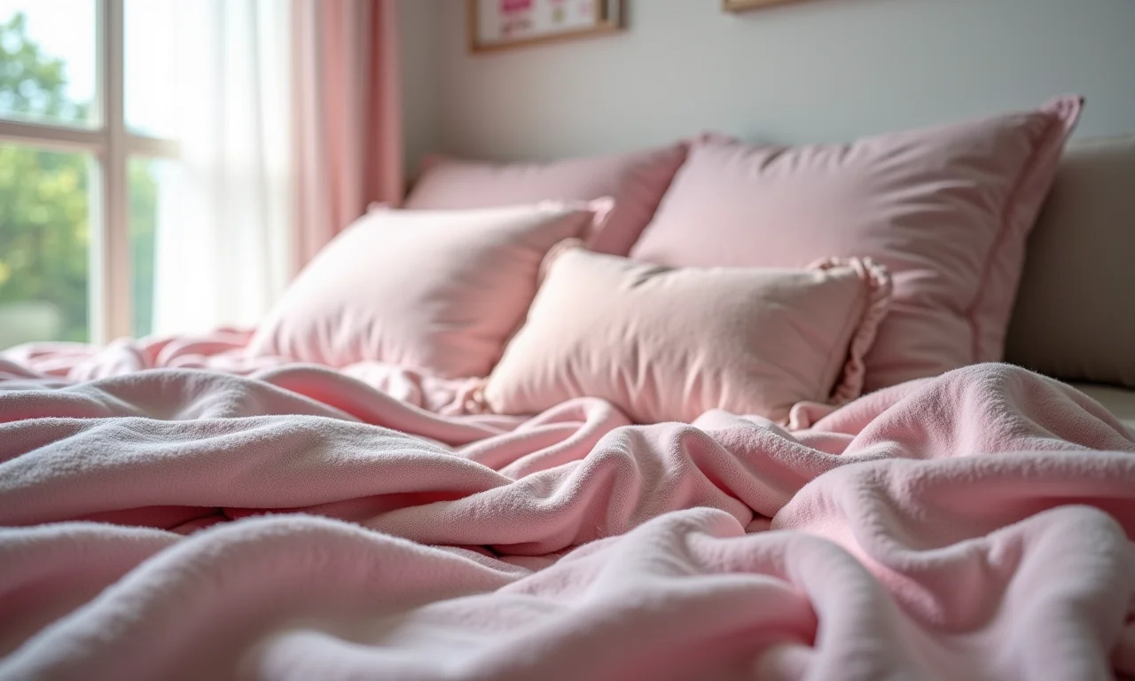 Têxteis macios e confortáveis em quarto de menina com tema de sereia.