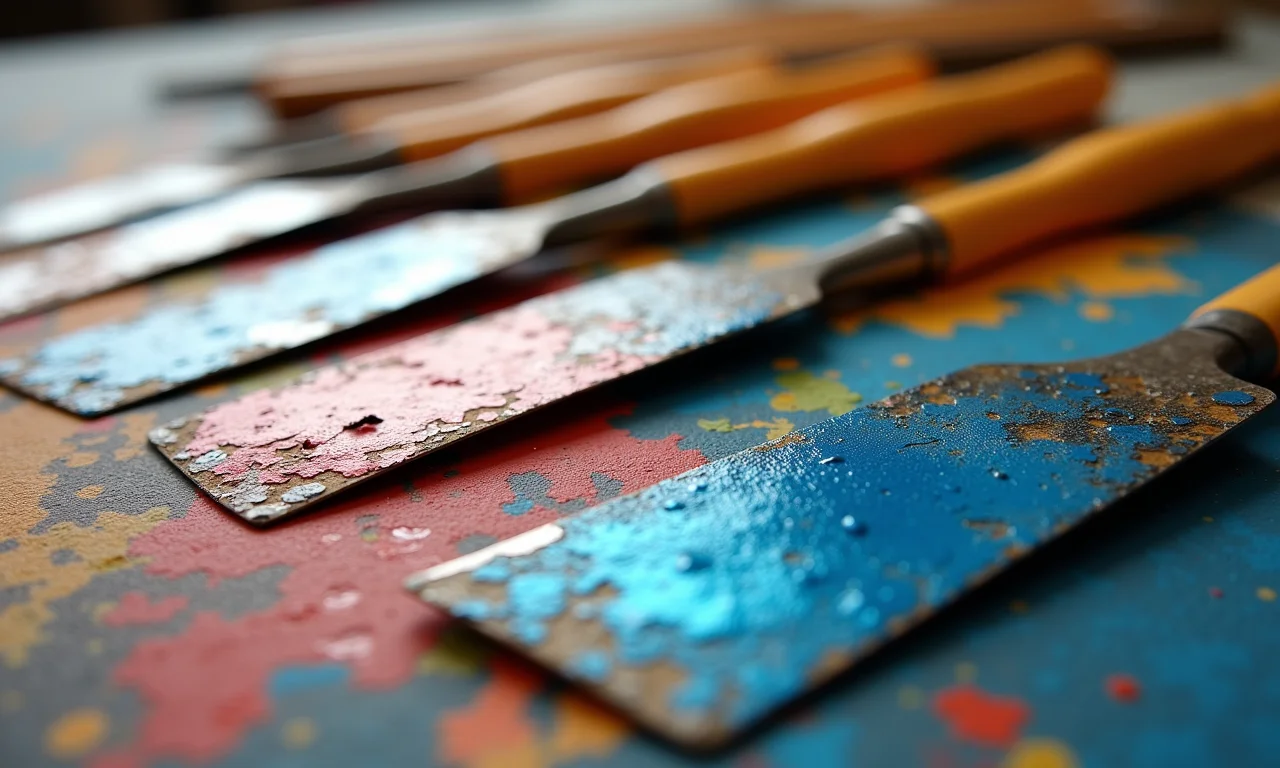 Tipos de espátulas e seus efeitos na pintura.