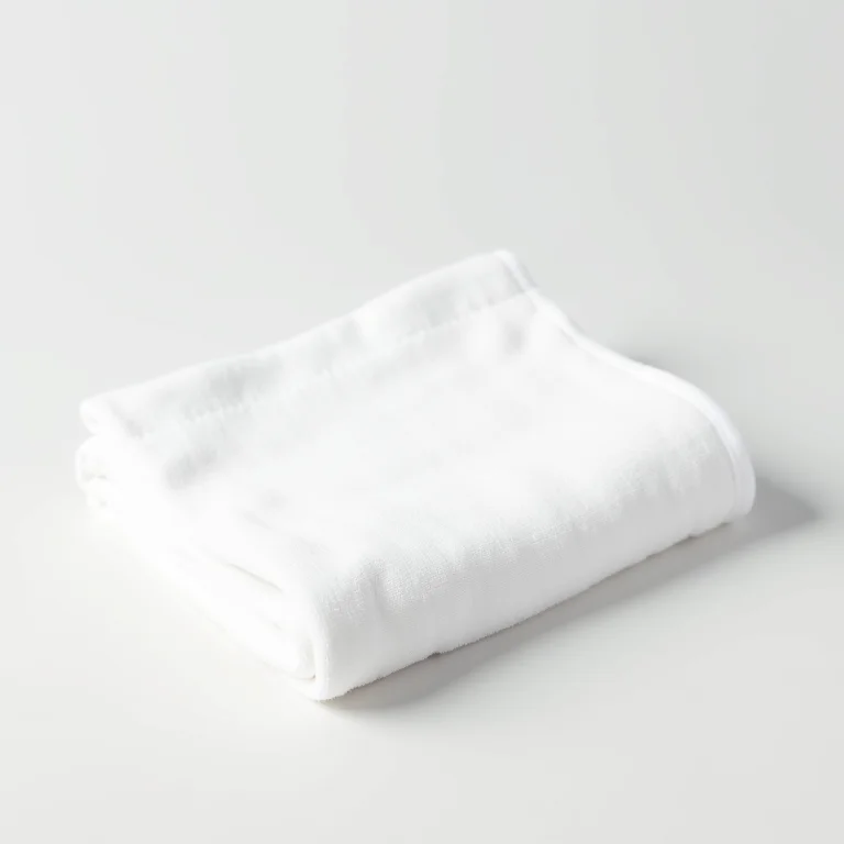 Toalha de mesa branca dobrada de forma clássica