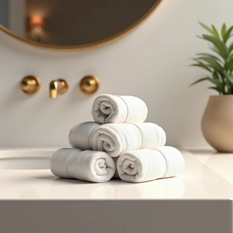 Toalha dobrada em triângulo decorativo