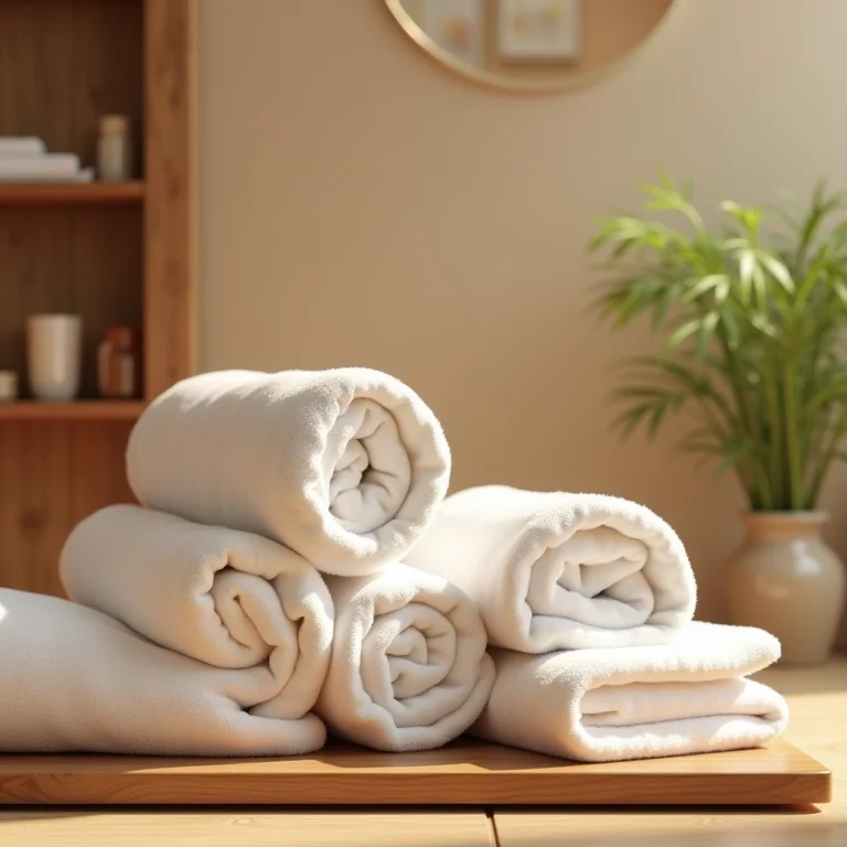 Toalhas enroladas em estilo de spa