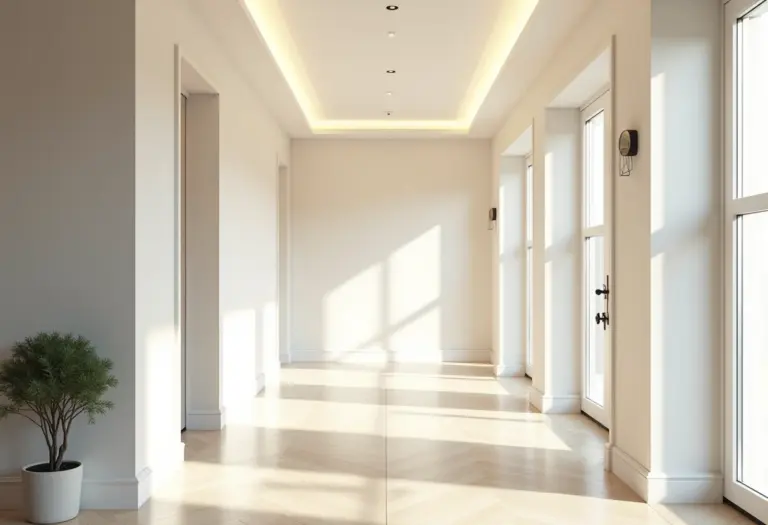 Transformação de um corredor com design de interiores moderno e iluminação natural.