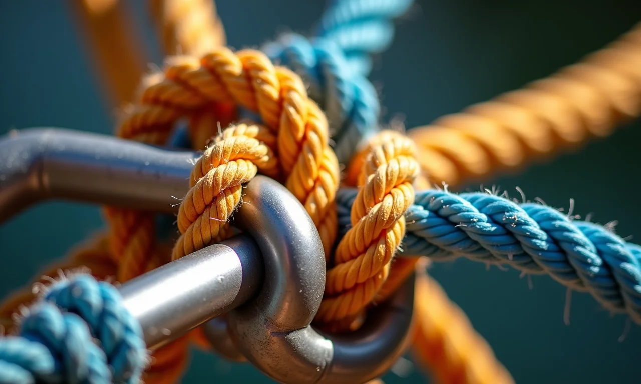 Unindo as cordas e prendendo as argolas.