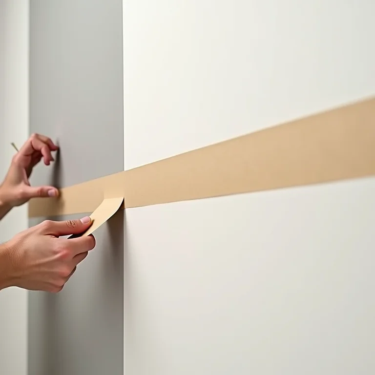 Usando fita crepe para delimitar áreas de pintura