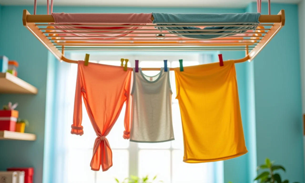 Varal de teto colorido, alegre e vibrante.