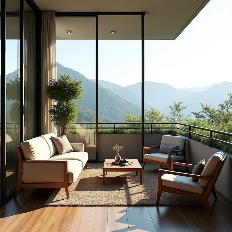 Varanda envidraçada com móveis inadequados