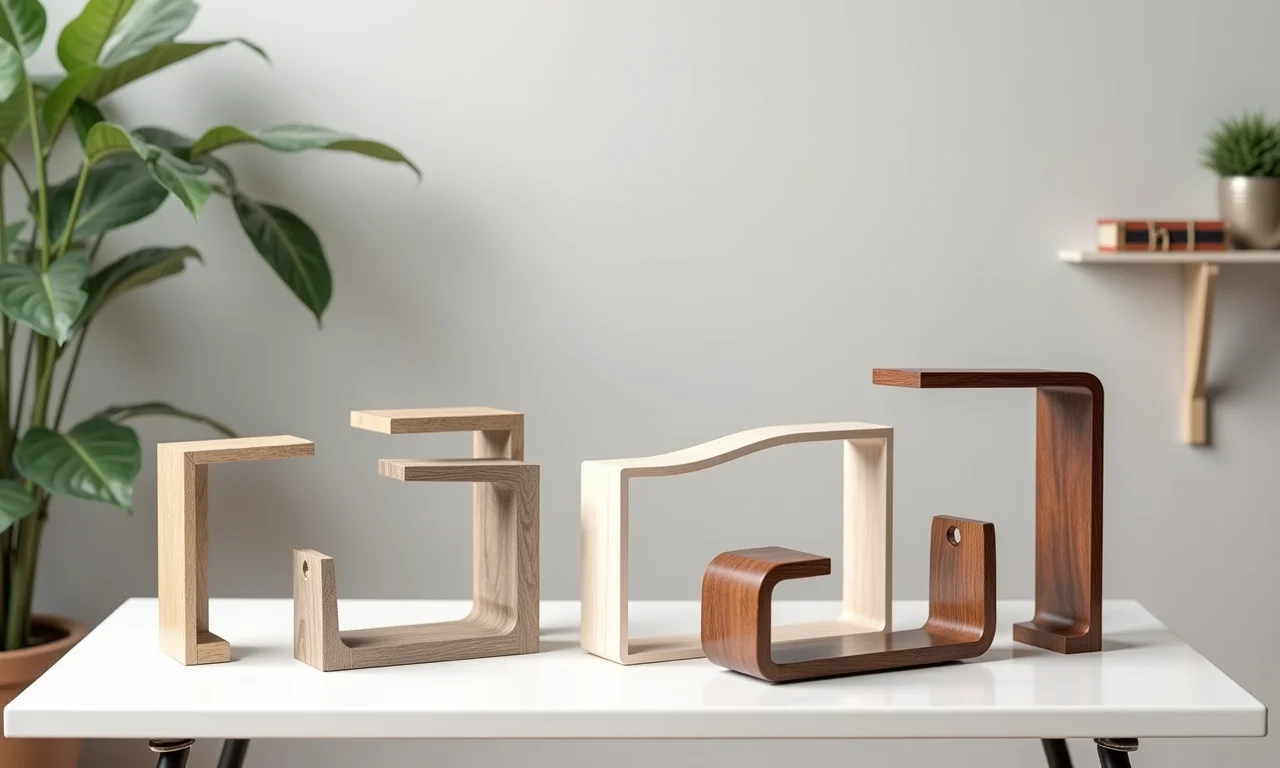 Variedade de suportes para prateleiras: em L, flutuantes, decorativos.