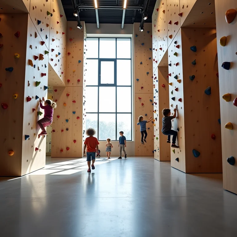 Academia de escalada indoor para crianças