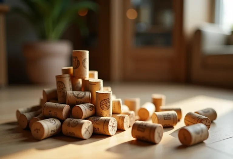 Arranjo criativo de rolhas de champanhe em decoração sofisticada