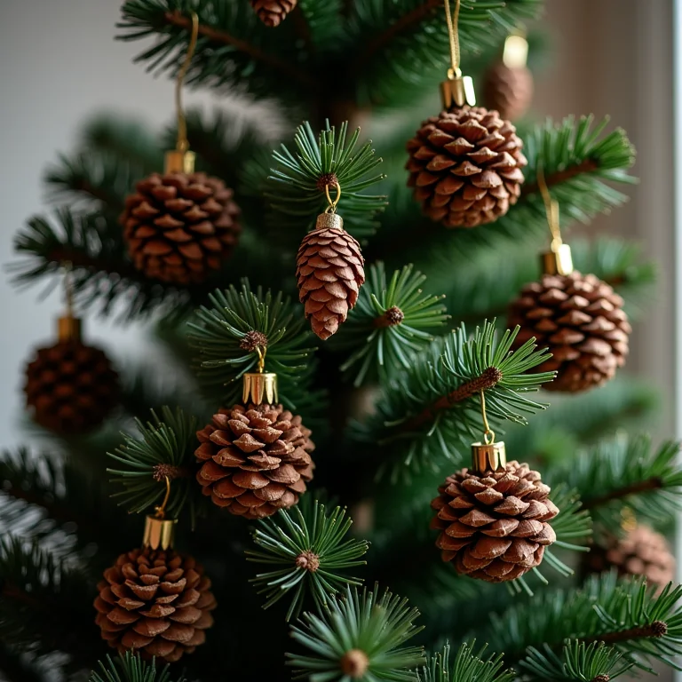 Árvore de Natal decorada com pinhas
