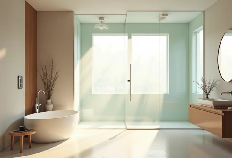 Banheiro moderno com box de vidro