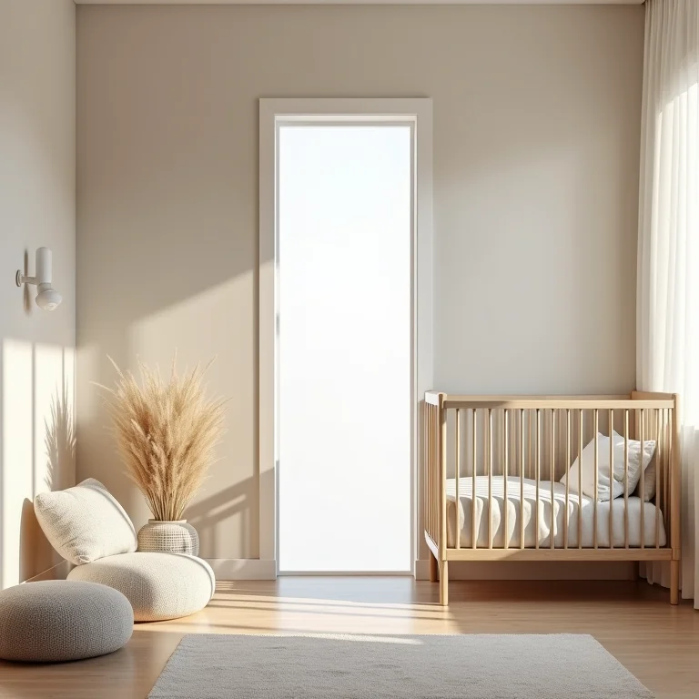 Berço usado como divisória de ambientes em um quarto infantil.