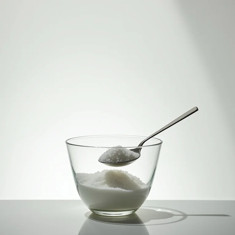 Bicarbonato de sódio em um recipiente de vidro