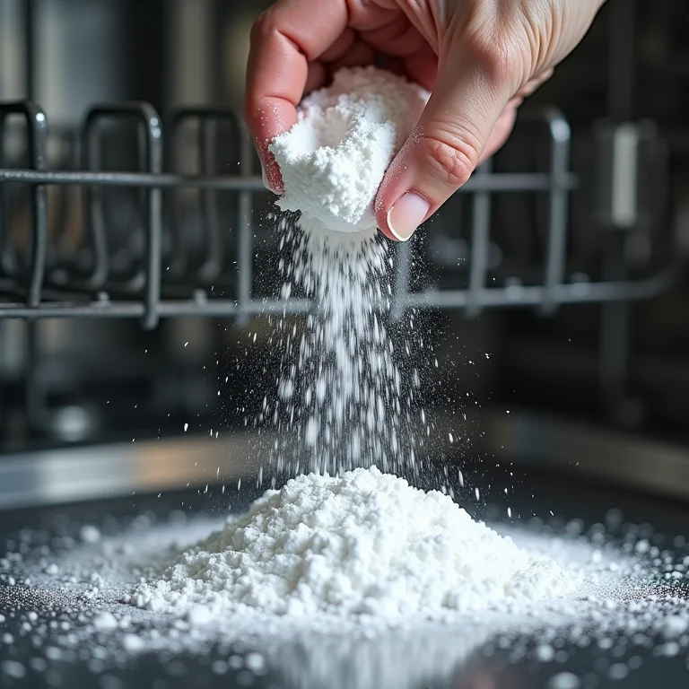 Bicarbonato de sódio sendo usado na limpeza da lava-louças