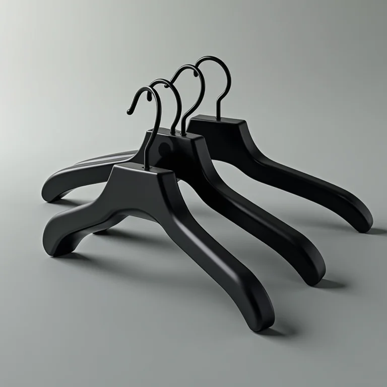 Cabides de plástico reforçado pretos em close-up