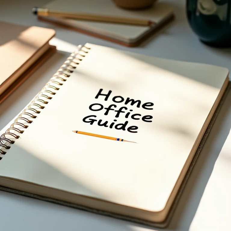 Caderno com a frase 'Guia de Home Office' escrito à mão