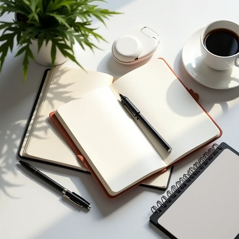 Cadernos, canetas e tablets representando nichos de mercado