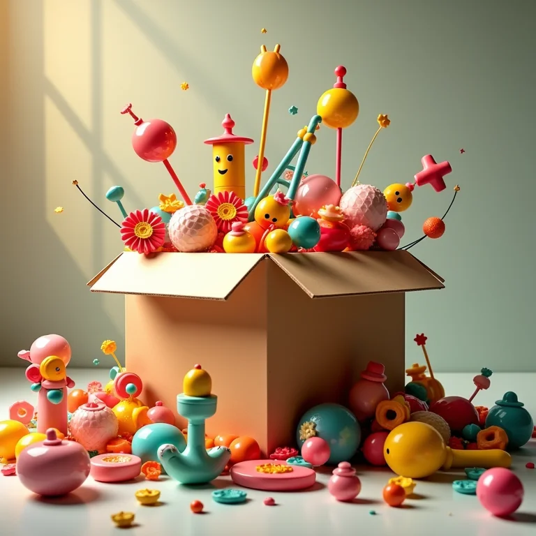 Caixa de brinquedos cheia e desorganizada