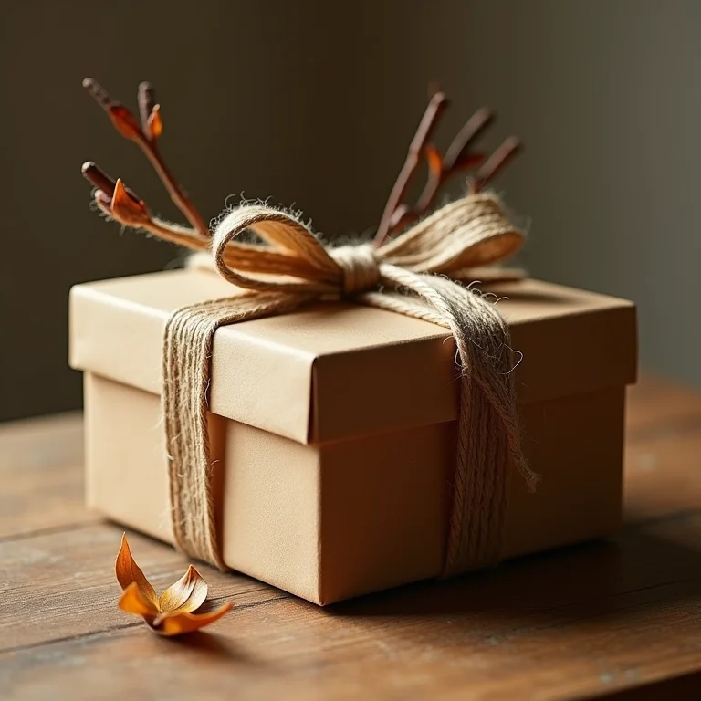 Caixa rústica feita com materiais naturais.