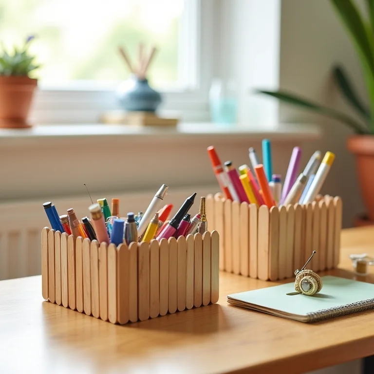 Caixas e organizadores feitos de palitos de picolé.