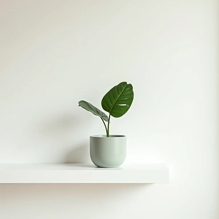 Calathea em ambiente minimalista.