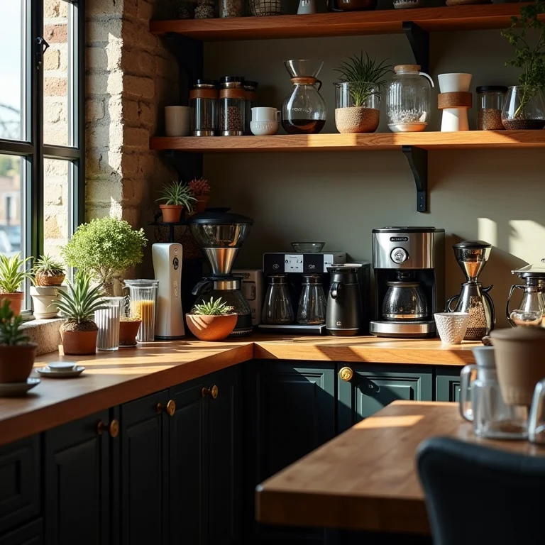 Cantinho do café com falta de espaço de armazenamento