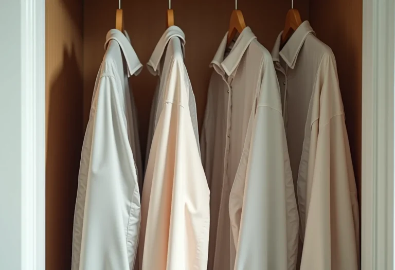 Capas para roupas TNT com visor penduradas em um closet organizado