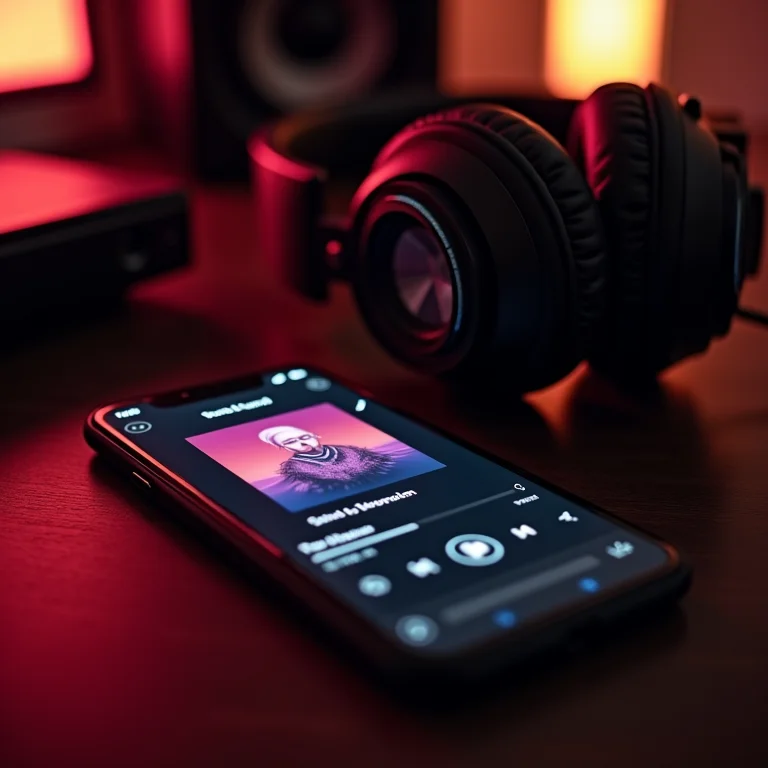 Celular tocando playlist animada para chá de panela