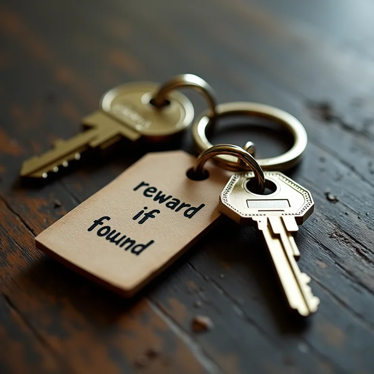 Chaveiro com etiqueta de recompensa para prevenção de perdas