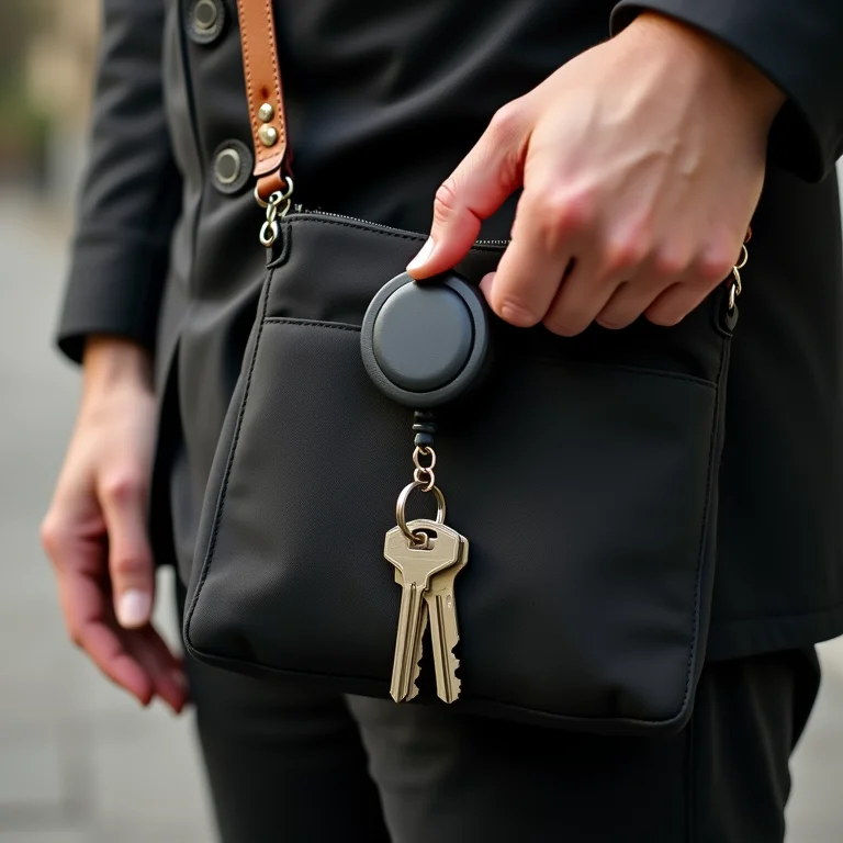 Chaveiro retrátil preso à bolsa