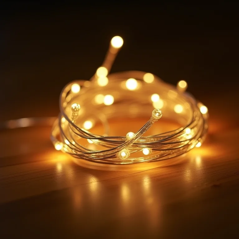 Close-up de diferentes tipos de varais de luzes