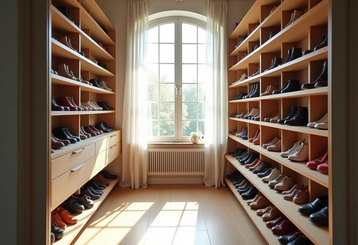 Closet organizado com sapateiras DIY