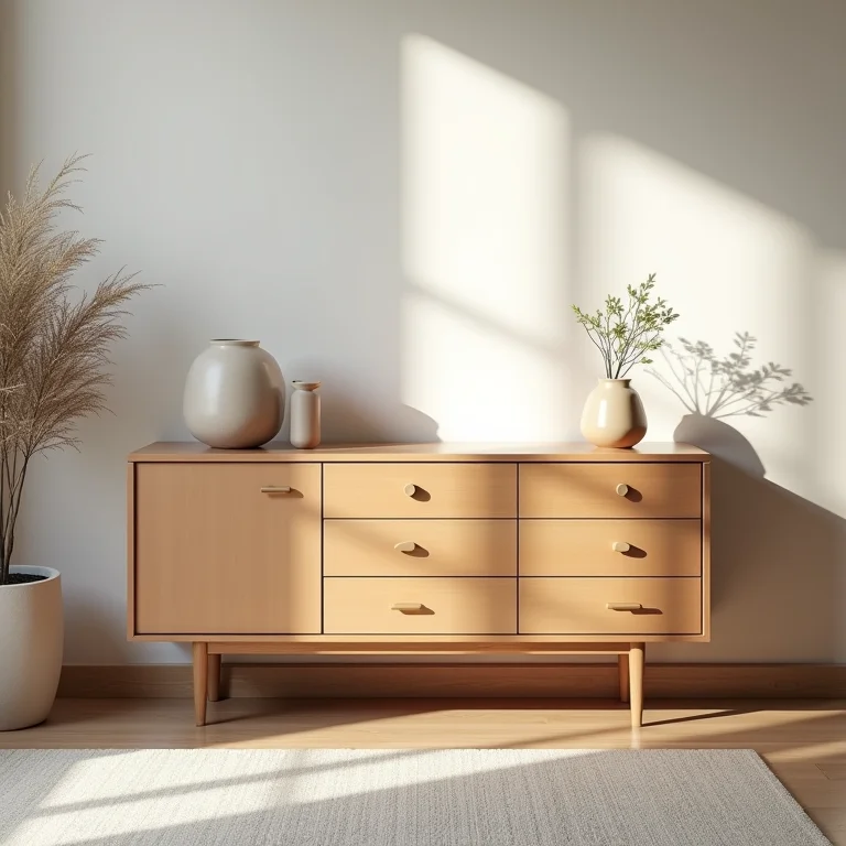 Cômoda trocador reaproveitada como peça central na decoração da sala