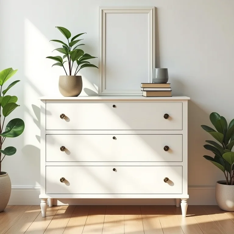 Cômoda vintage repaginada e decorada.