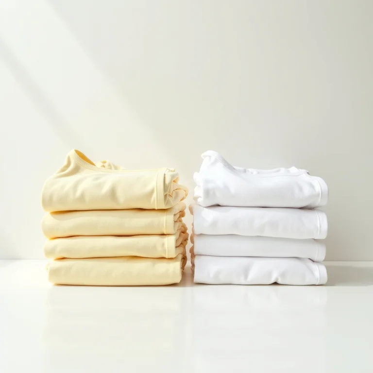 Comparação visual entre roupa amarelada e roupa branca