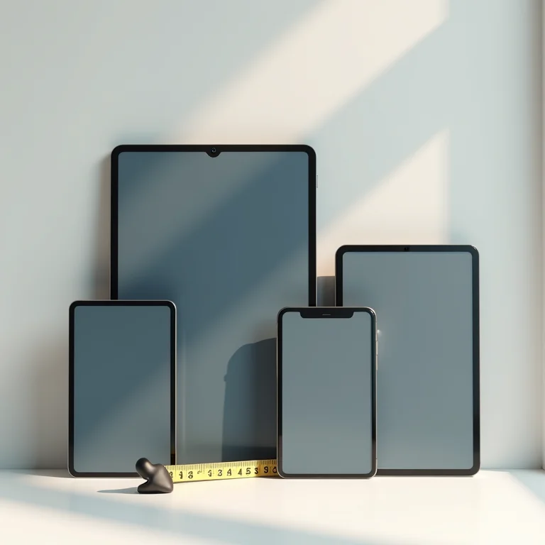 Comparativo de tamanhos de diferentes modelos de tablets
