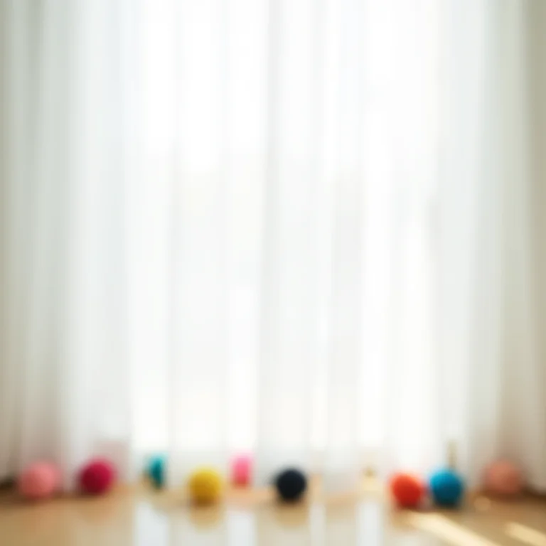 Cortinas brancas decoradas com pompons coloridos