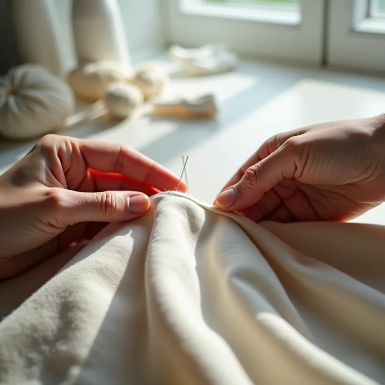 Costurando o tecido para o revisteiro DIY