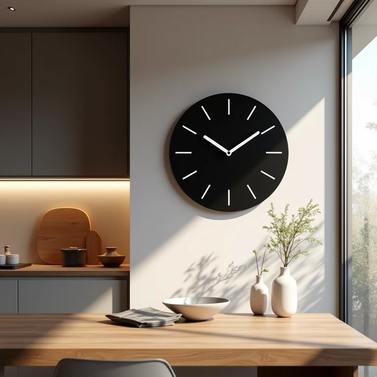 Cozinha moderna com relógio digital de parede