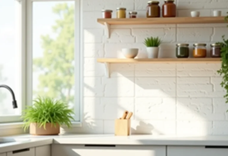 Cozinha organizada e iluminada com luz natural