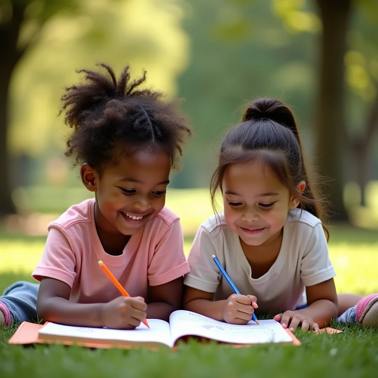 Crianças diversas brincando ao ar livre