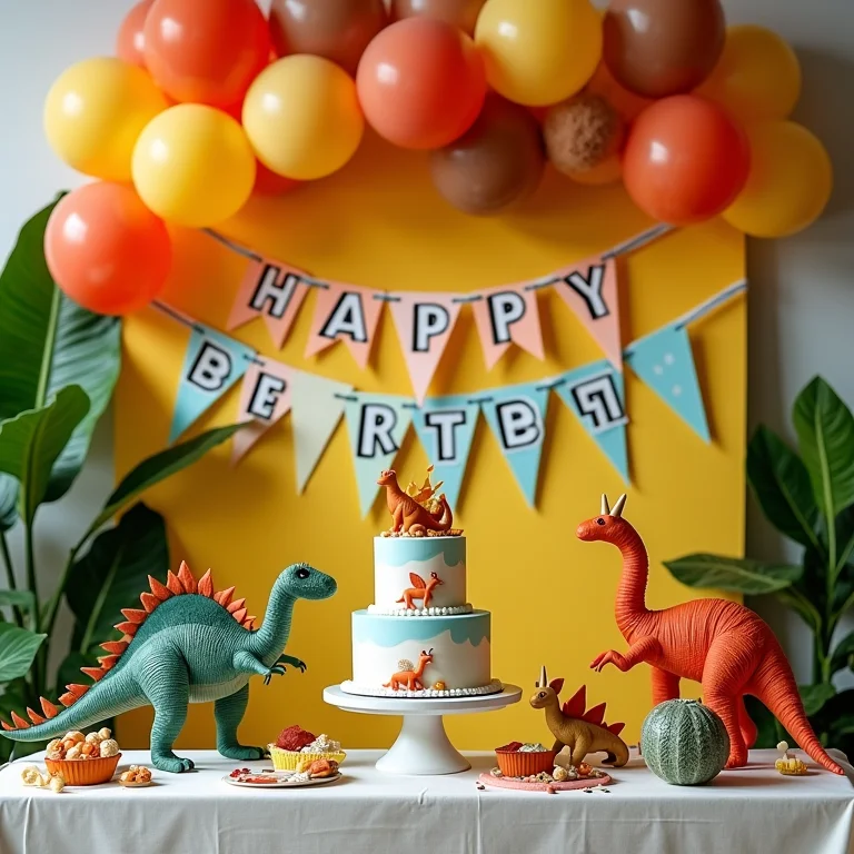 Decoração para festa com tema de dinossauros
