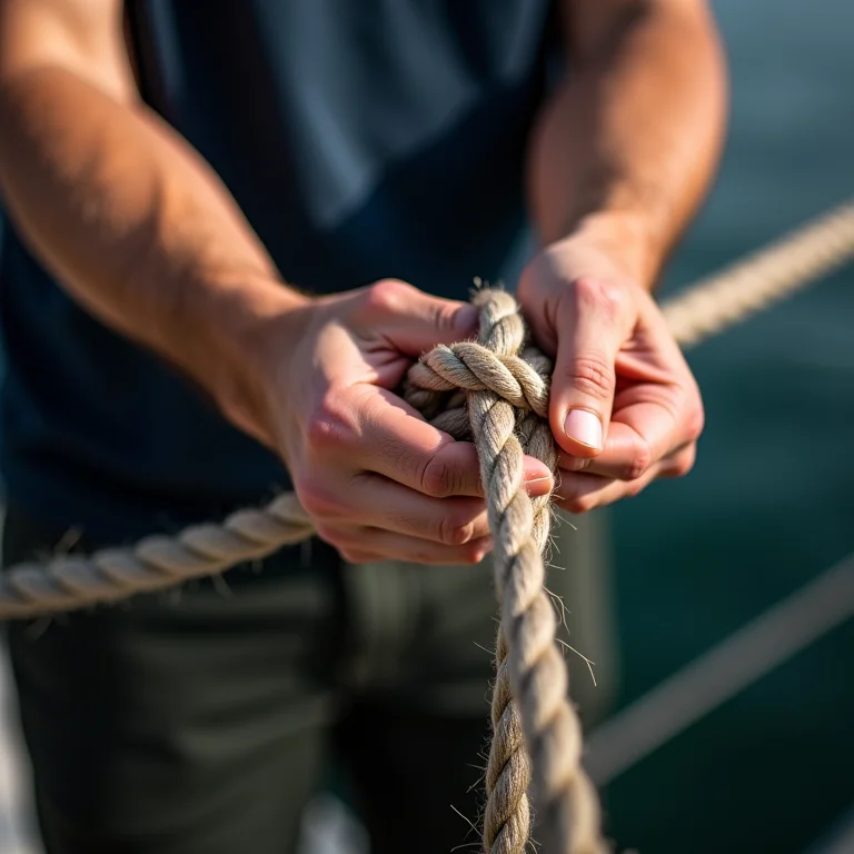 Demonstração de nó de corda seguro.