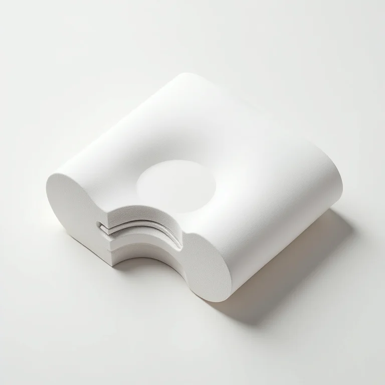 Detalhe da espuma viscoelástica de um travesseiro.