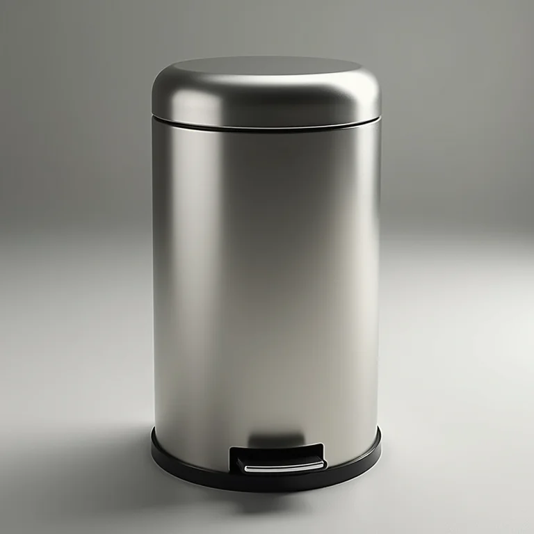Detalhe da lixeira de inox resistente